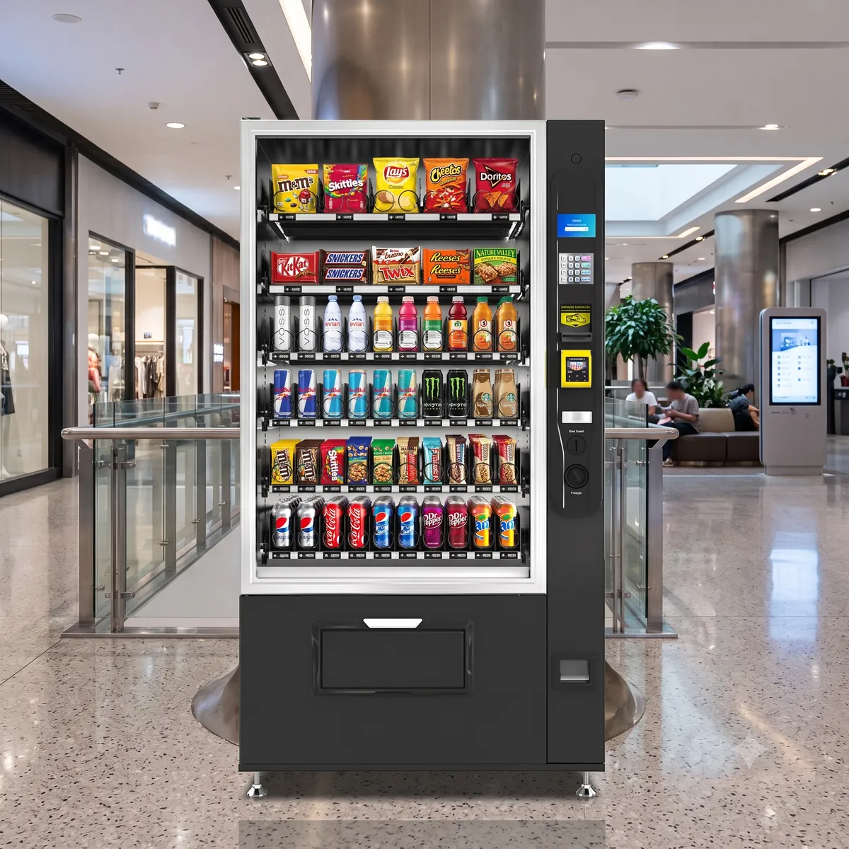 Máquina expendedora inteligente instalada en un centro comercial